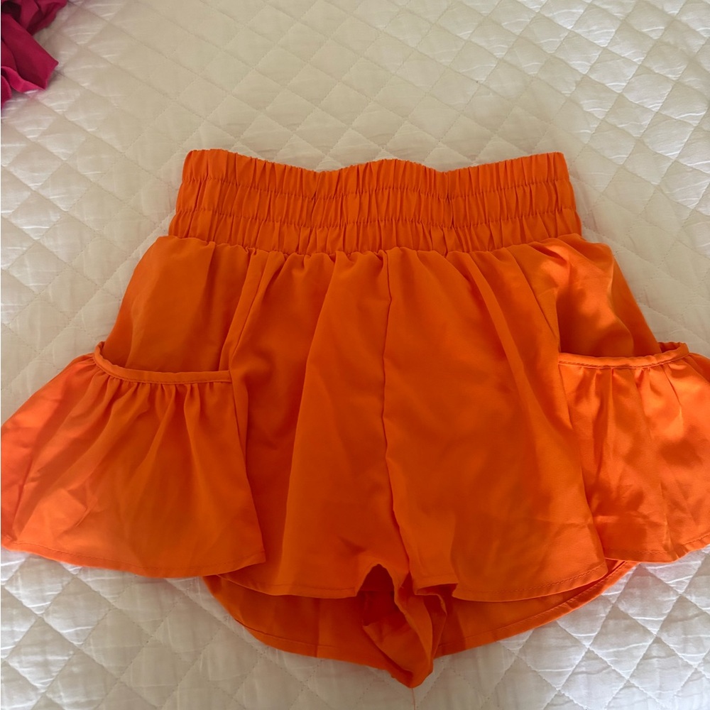 Orange Ruffled Shorts